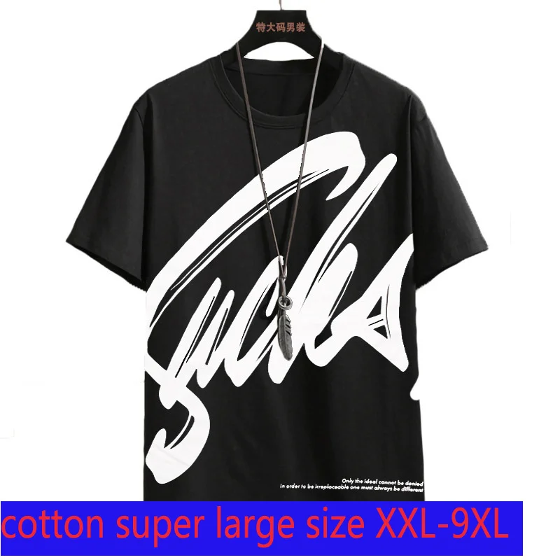 

New Fashion Cotton Trendy Men Hip Hop Street Super Large Short Sleeve Loose Casual Printing O-neck Knitted Tshirt Plus Size 9XL