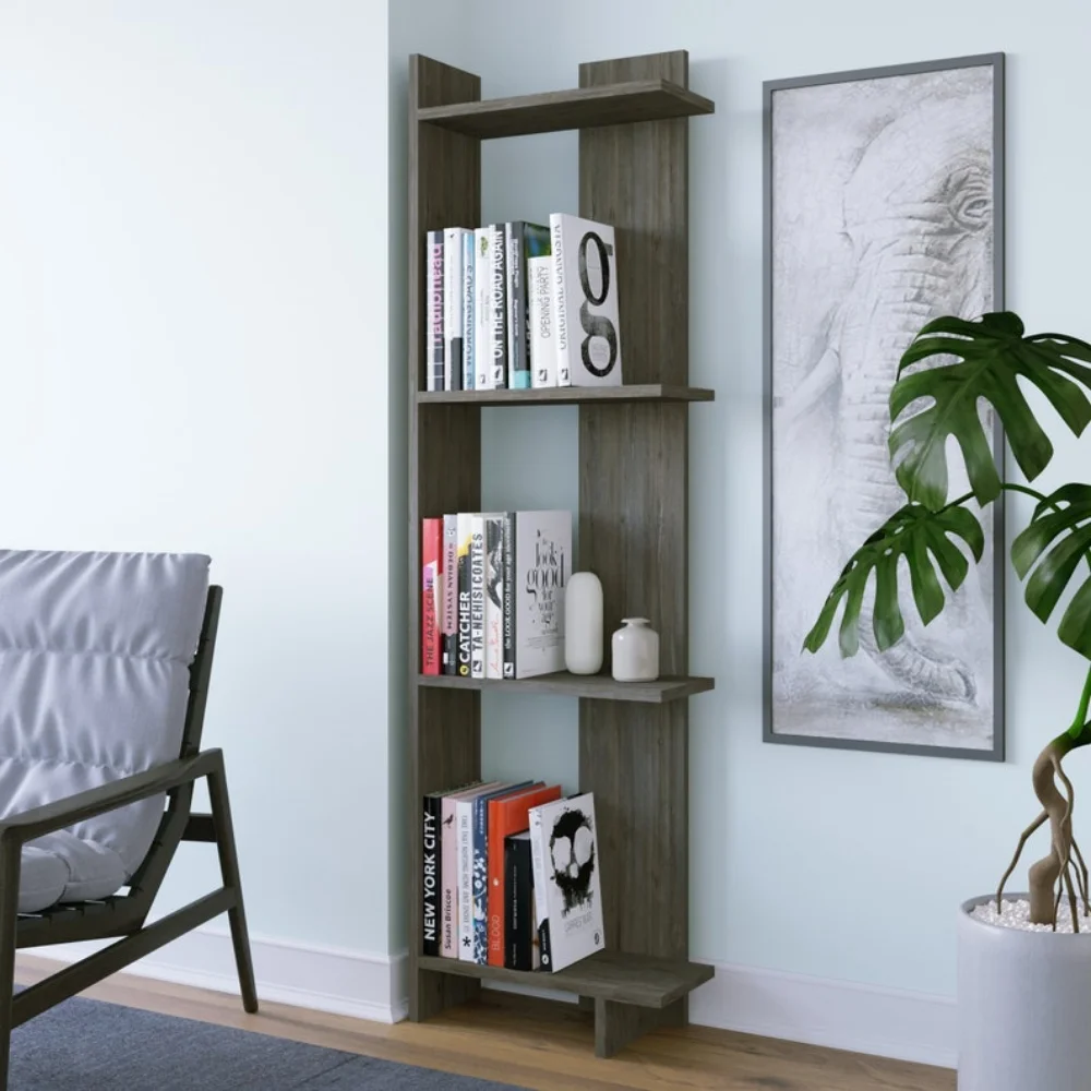 

Grace Bookcase | 4 Tier Bookcase | Corner Shelf | Contemporary Bookcase | Modern Bookcase | Furniture | Minimalist Bookcase