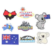 1pcs australian flag cartoon koala kangaroo patch welcome to fabulous las vegas applique embroidery patch clothing decoration