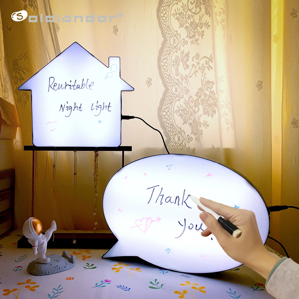 

Rewritable Night Light LED Message Board USB Note Board With Pen Gift Children's Holiday Decoration Night Lamp Atmosphere Lamps