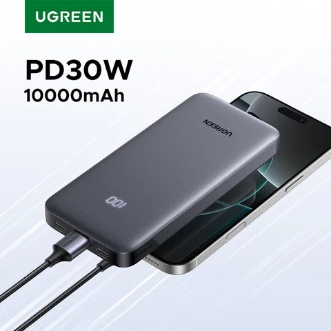 UGREEN PD 30 Вт повербанк Power Bank Быстрая зарядка 10000 мАч внешний аккумулятор портативное зарядное устройство для iPhone 15 Pro Max Xiaomi Huawei внешняя батарея для сотового телефона