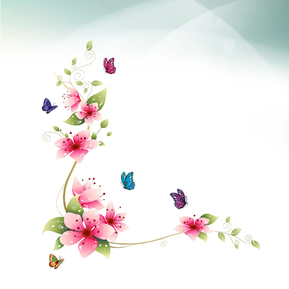 

1 set Wall Sticker Flower and Butterfl Cartoon Removable Wallpaper for Nursery Living Room Decor