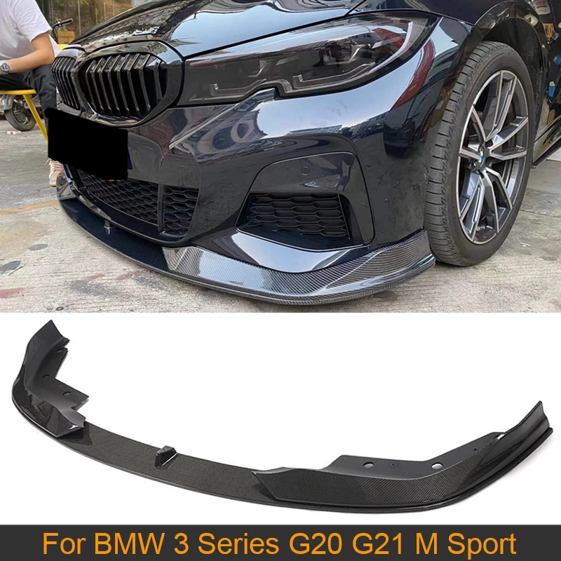 

Передний бампер из углеродного волокна, спойлер для подбородка для BMW 3 серии G20 G21 M Sport 2019-2021, автомобильный передний бампер, разветвители для...