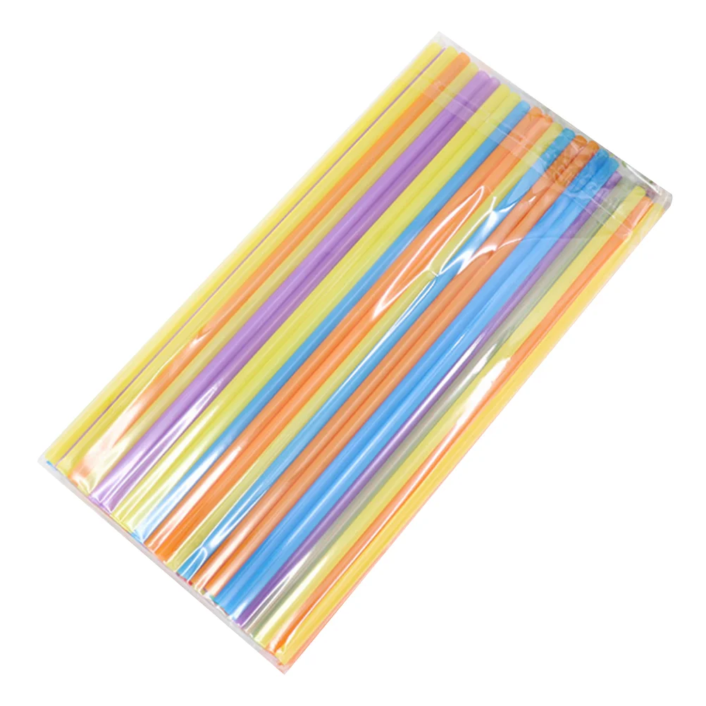 

200 Pcs Plastic Straws Disposable Flat Mouth and Straight Drinking Straws Smoothie Drink Straws for Wedding Birthday Party