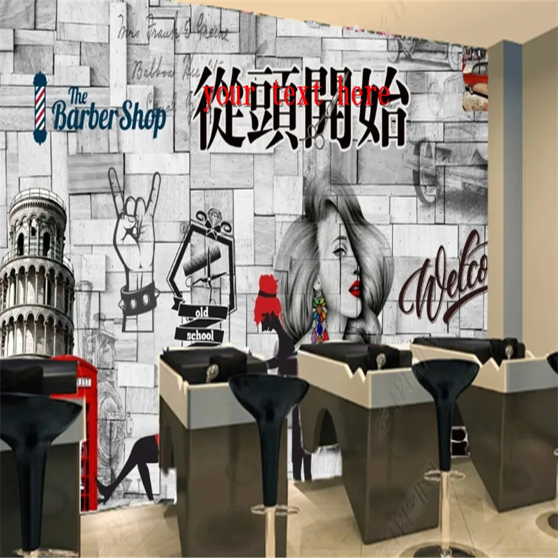 Пользовательский Европейский тренд Парикмахерская настенная бумага s