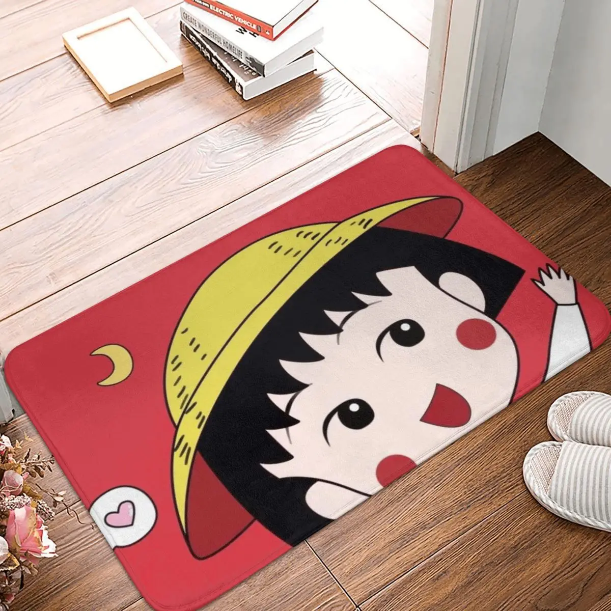 

Chibi Maruko-chan Cute Girl Bath Non-Slip Carpet Kawaii Essential Living Room Mat Welcome Doormat Floor Decoration Rug
