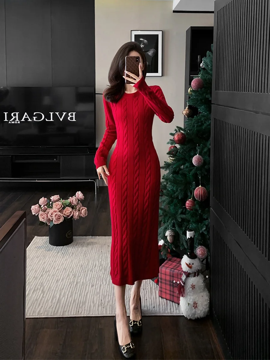 Idle Sle Осенне-зимний утолщенный свитер с круглым вырезом и длинными рукавами