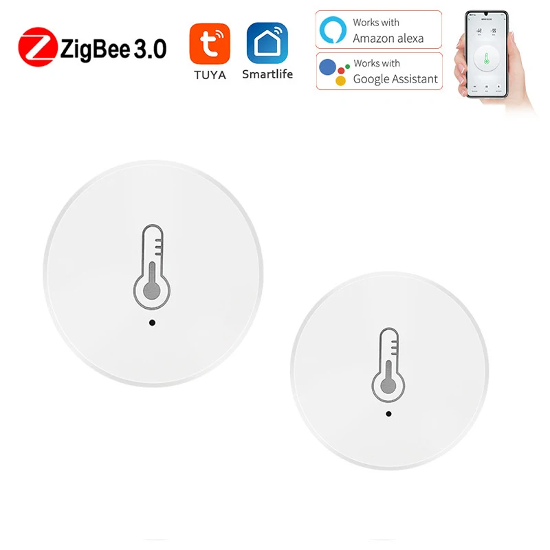 

Датчик температуры и влажности ZigBee, дистанционное управление через приложение Tuya Smart Life, работает с ALexa Google Home,