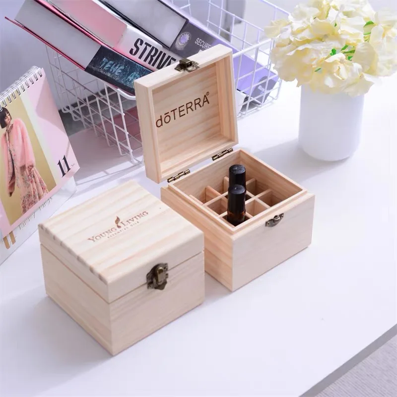 

Wooden Storage Box 16 Slots 10ml Essential Oil Box for DoTERRA Young Living Essential Oil Carrying Case Perfume Bottle Organizer