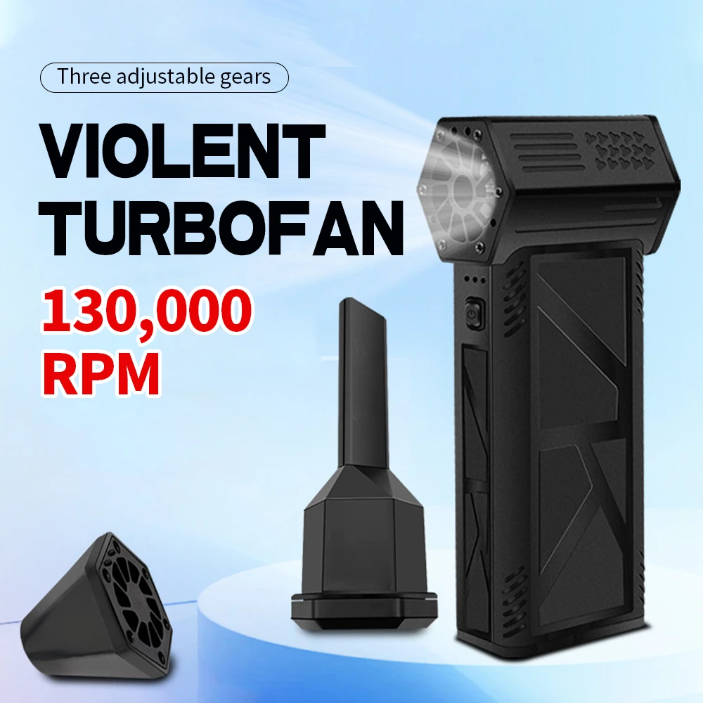 130000 RPM Turbo Jet Fan Super Silny wiatr 3-biegowa regulacja Przenośna kompaktowa dmuchawa z poduszką powietrzną o długiej żywotności baterii