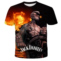 summer new handsome mens high quality loose t shirts funny design popeye print mens trendy tops t shirts cool mens t shirts