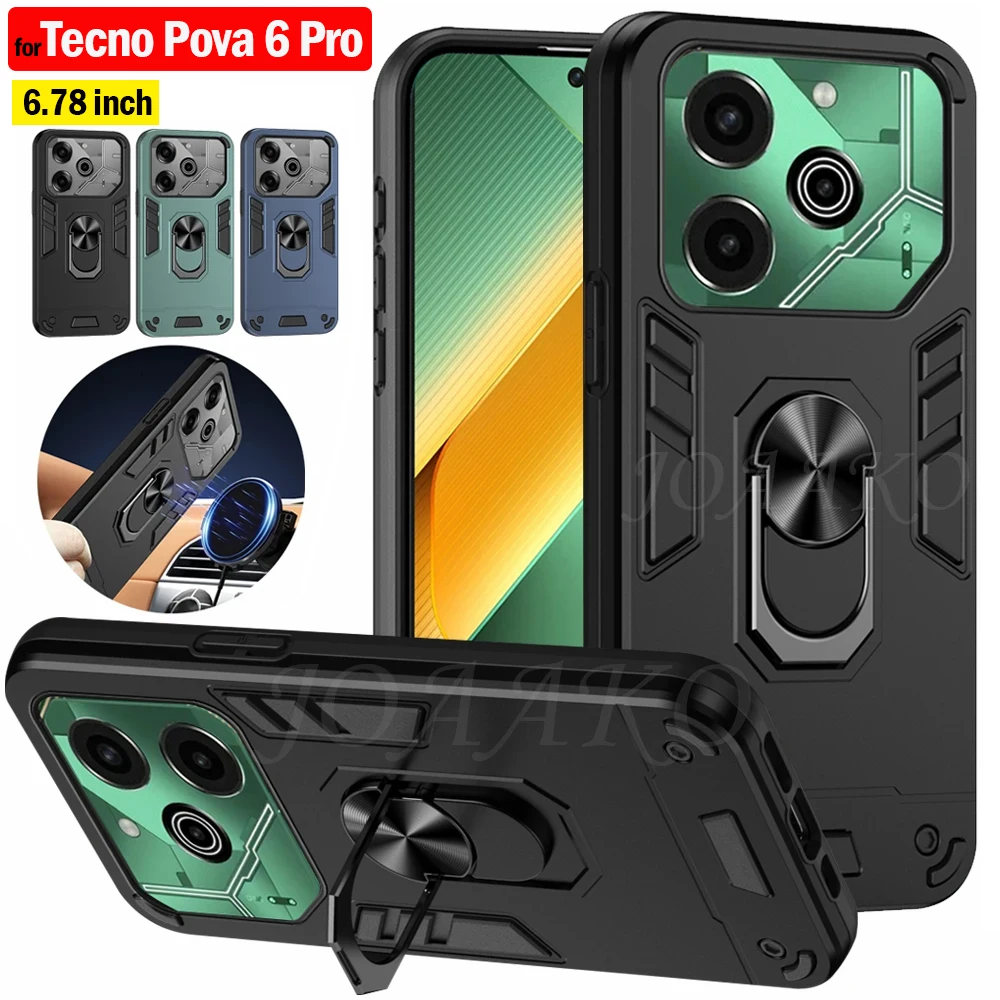 Чехол с откидной подставкой для Tecno Pova 6 Pro 78 дюйма искусственный кольцевой