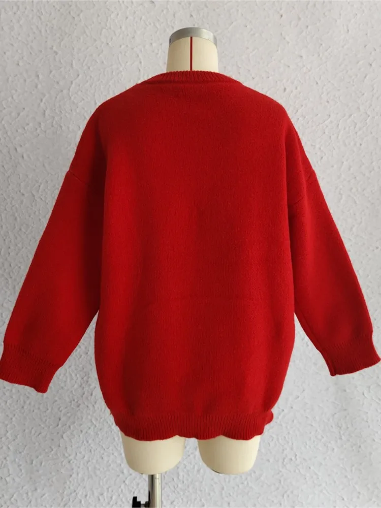 Уродливый жаккардовый свитер с рождественским сердечком женский модный вязаный