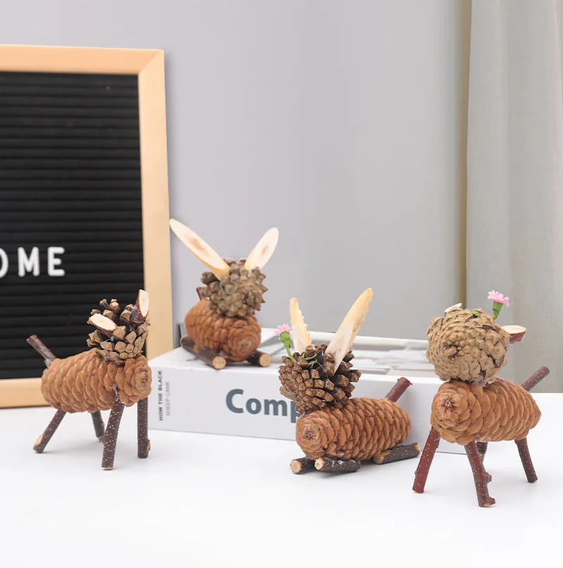 

Nordic Squirrel Animal Figurine Pine Cone Pine Tower Room Garden Ornaments Home Decoration Friends Gift Bonsai Balcony Decor