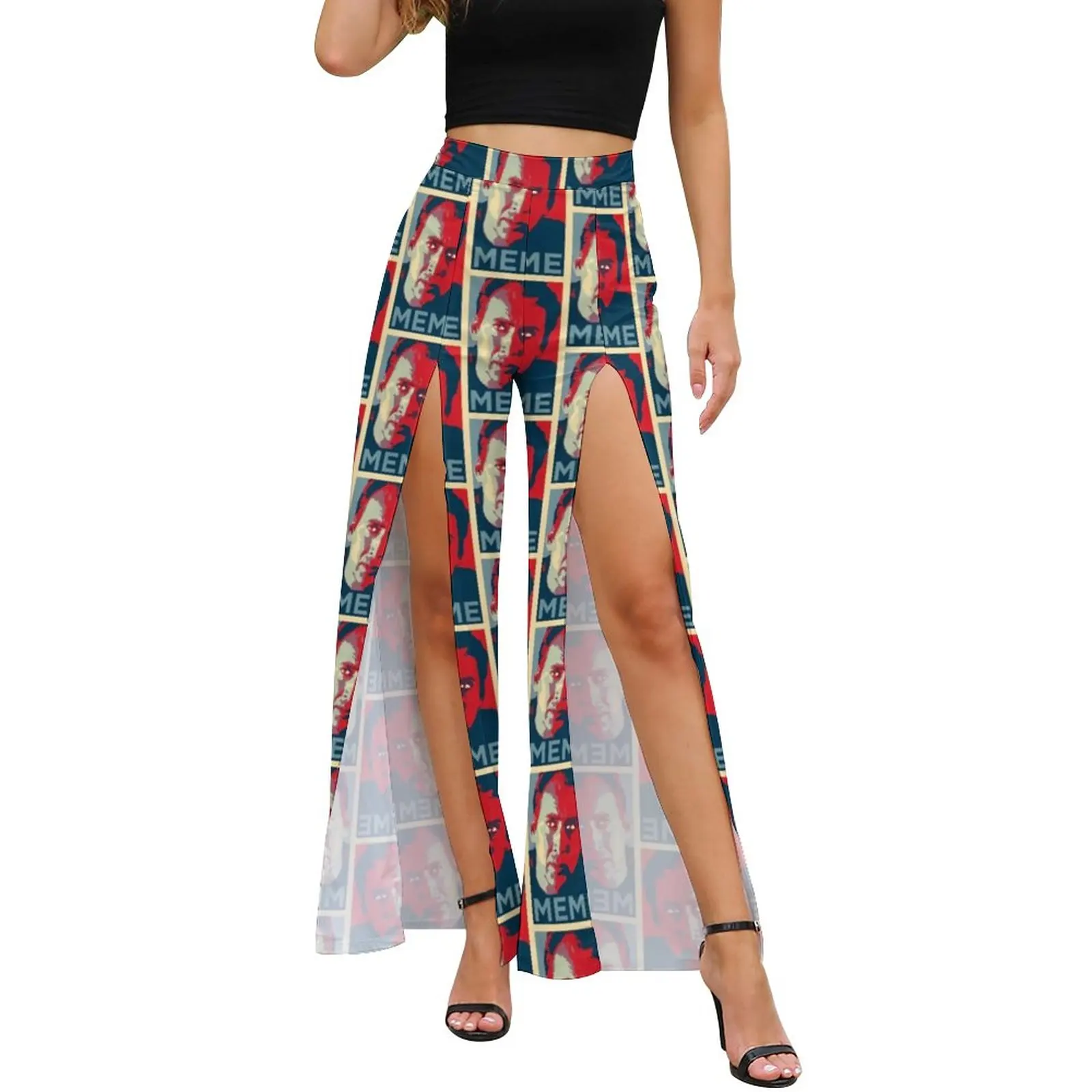 

Женские широкие брюки для тренировок, с высоким разрезом