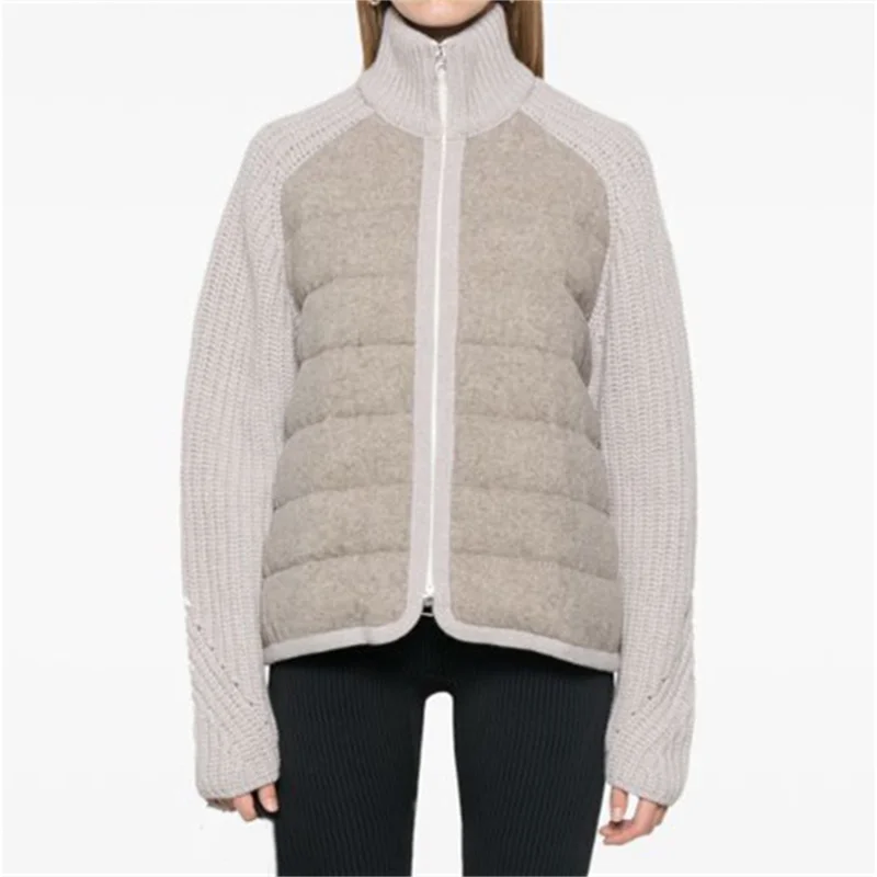 Женский пуховик 2024 новинка зимы эластичный трикотаж белый утиный пух пуховики из