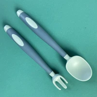 non toxic healthy childrens spoon fork baby learn to eat training supplementary food tableware set twist fork spoon baby spoon
