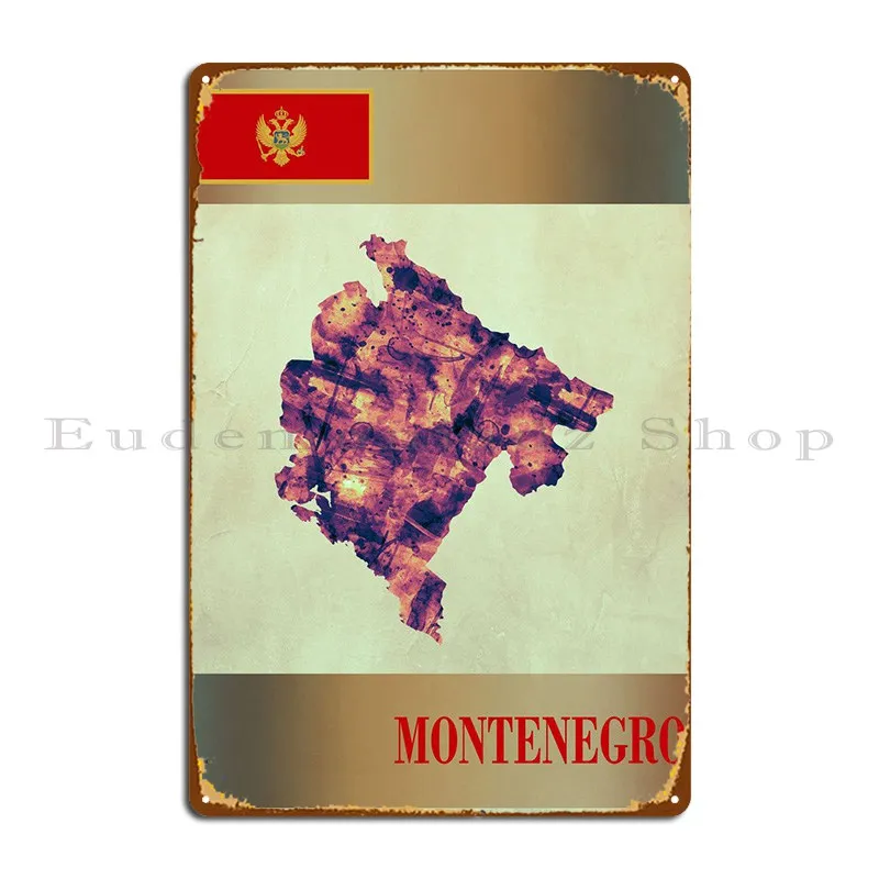 

Карта Черногории с флагом, металлический знак, печатный настенный постер для паба, кухни, гаража