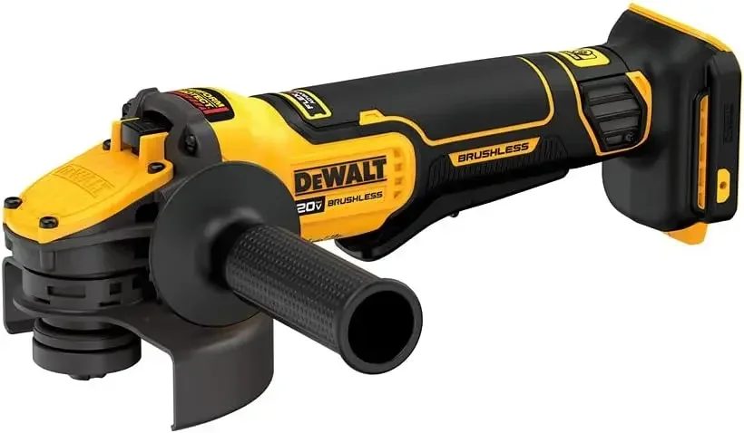 Фото Угловая шлифмашина DEWALT409 FLEXVOLT ADVANTAGE 20V MAX* с кнопочным переключателем, от 4,5 до 5 дюймов, только инструмент (DCG416B) №1
