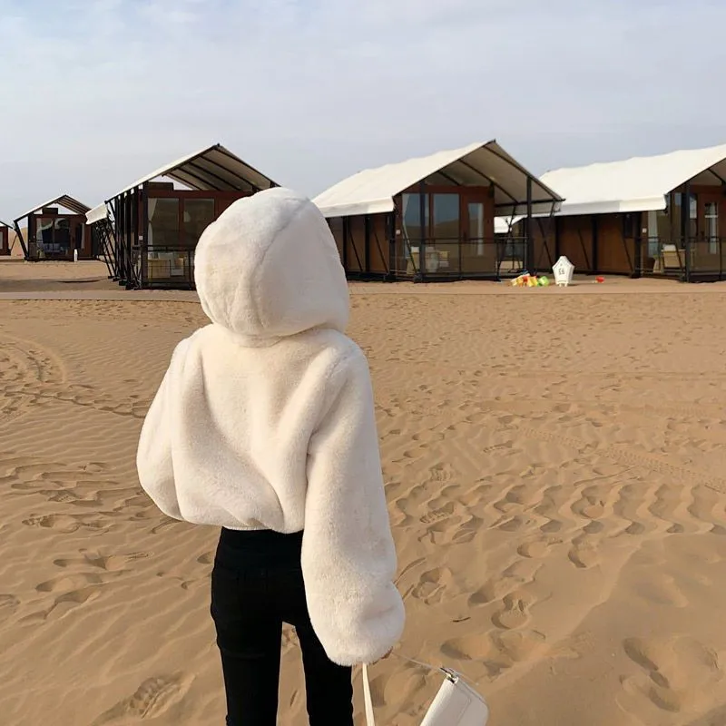 2022 New Winter Women's Lamb Wool Thick Coat Fashion Women's Short Thick Coat Solid Color Women's Temperament Wool Coat