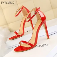 european and american style fashion ultra high heel patent leather peep toe sandals summer sexy nightclub women heels126 10