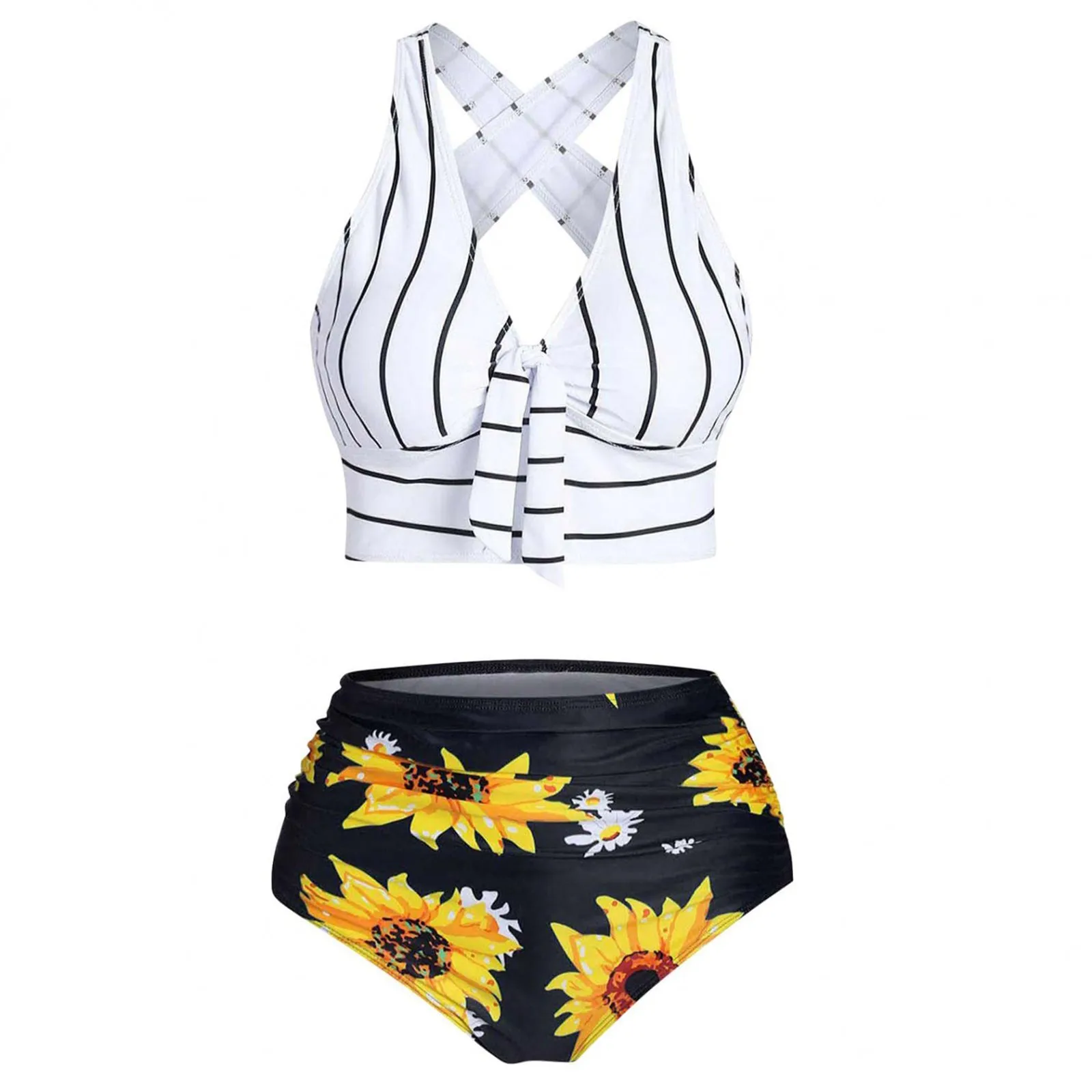 

Women Tummy Control Swimsuits High Waisted Bathing Suit Tankini Swimsuit Flounce Tops Swimsuit Two Piece Swimwear