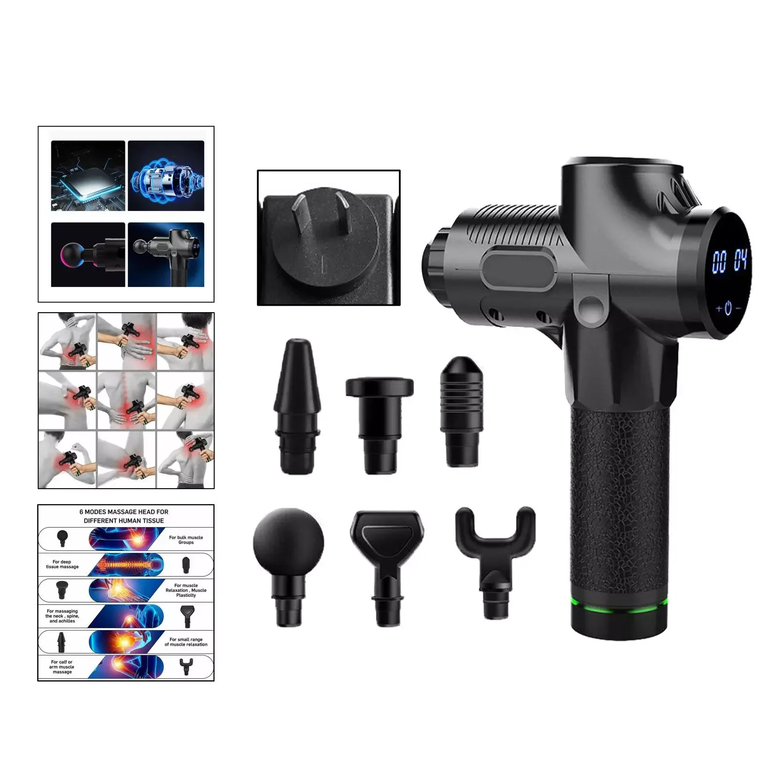 

LCD Display Massage Gun Deep Muscle Massager Muscle Pain Slimming Shaping Pain ReliefBody Neck Massage Exercising Relaxation AU