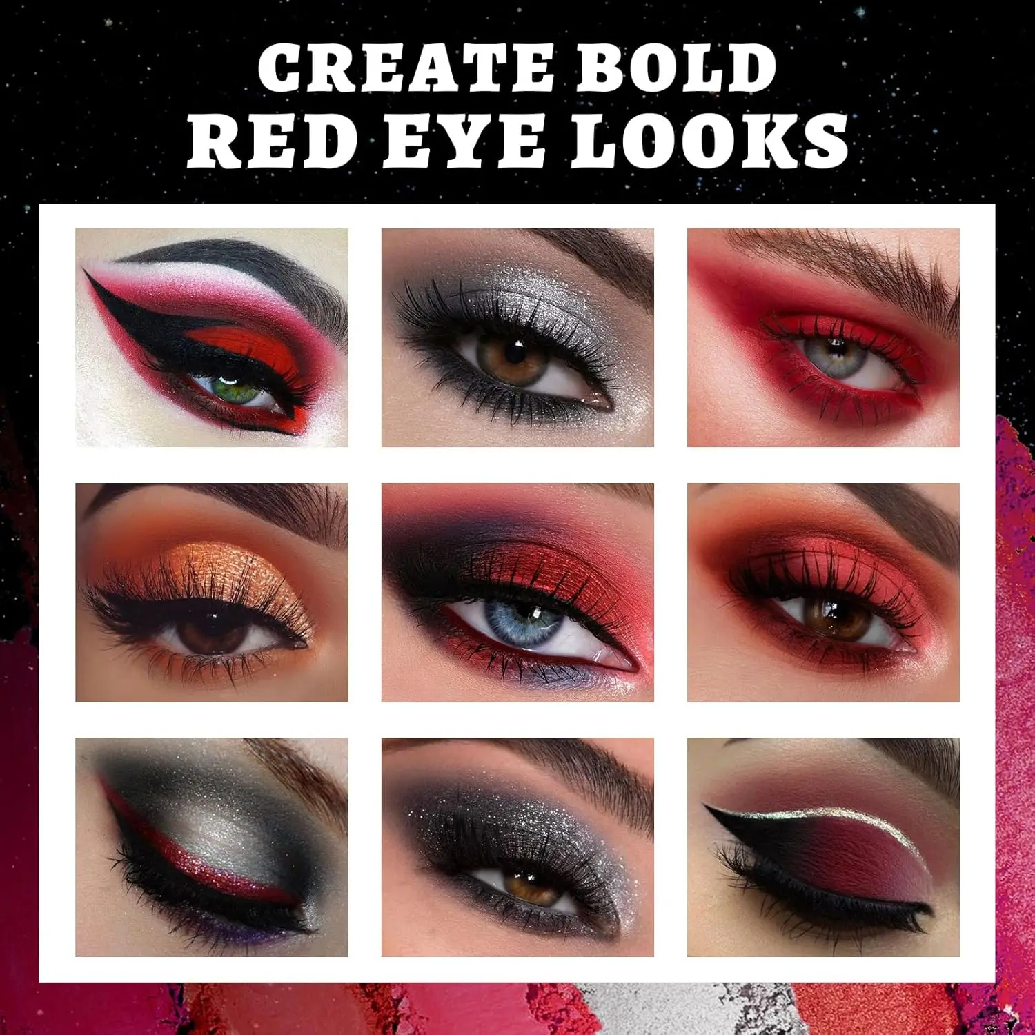 UCANBE Красная палитра теней для век 15 цветов бордовый серый серебристый мерцающий