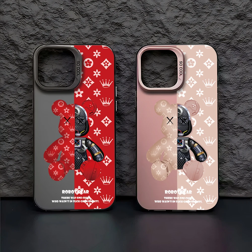 Роскошный дизайн чехла для телефона с изображением робота-медведя iPhone 16 15 14 13 12 11