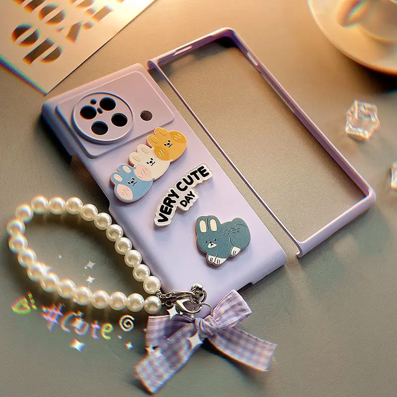 

for Vivo X Fold Case Protective Shell All-Inclusive Frosted Lanyard Cute Women for Vivo Xfold Cover V2178A Case