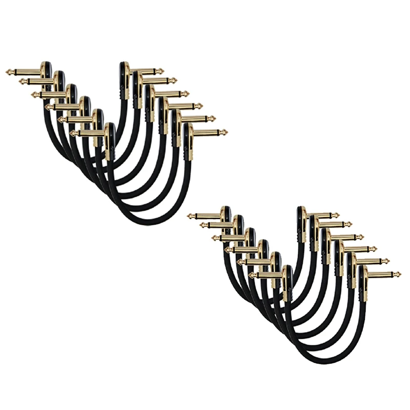 

Соединительные кабели для гитары под прямым углом 1/4, гитарный кабель для педалей для гитарных эффектов, 6 шт.