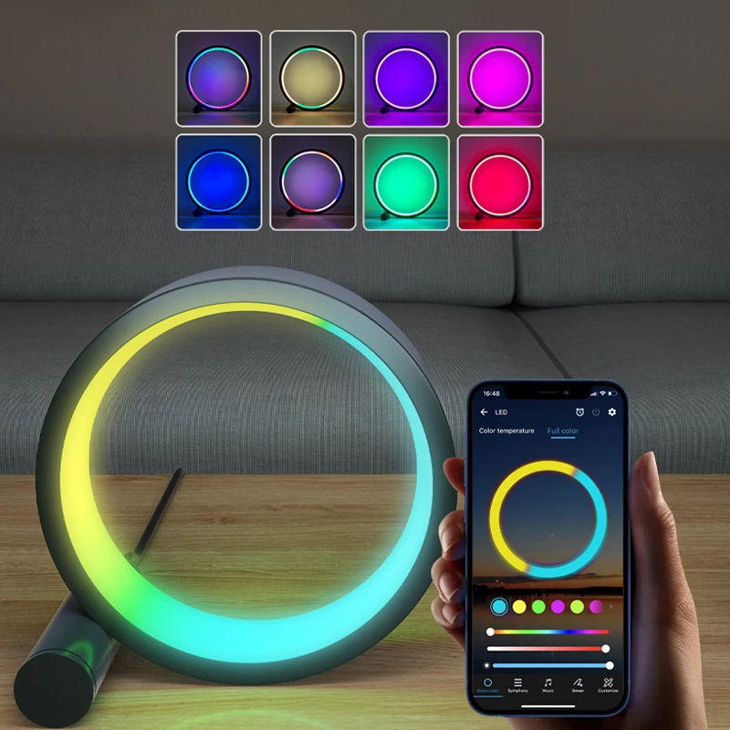 

Color Atmosphere Led Night Light App Music Rhythm Remote Control Dimming Game Desktop Bedroom Bar Live Broadcast Rgb Desk Lamp