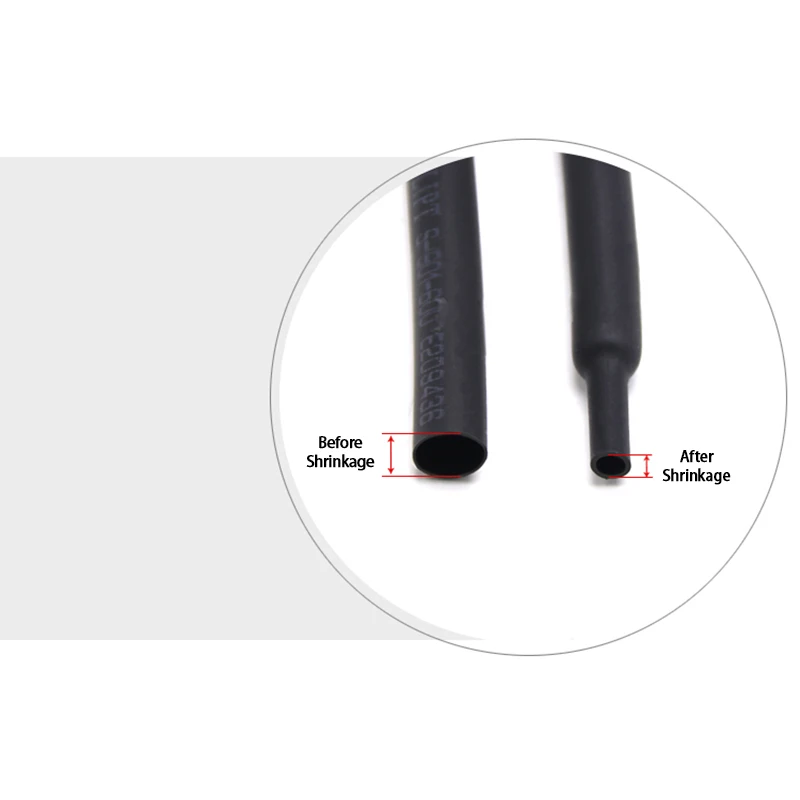 

Термоусадочная трубка 1/2 метра, защитная пленка для кабеля 2:1, черная, 0,6/0,8/1/1,5/2 мм, кабельная муфта, термоусадочная трубка