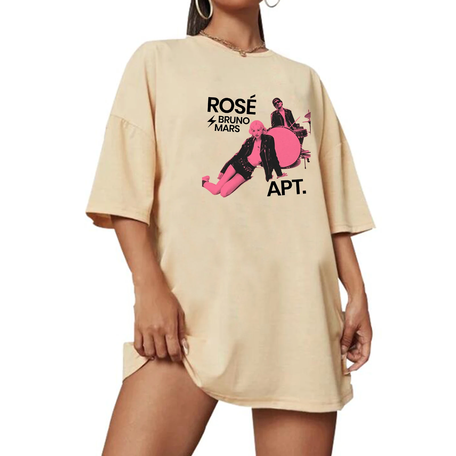 Розовая футболка Bruno Mars oversize