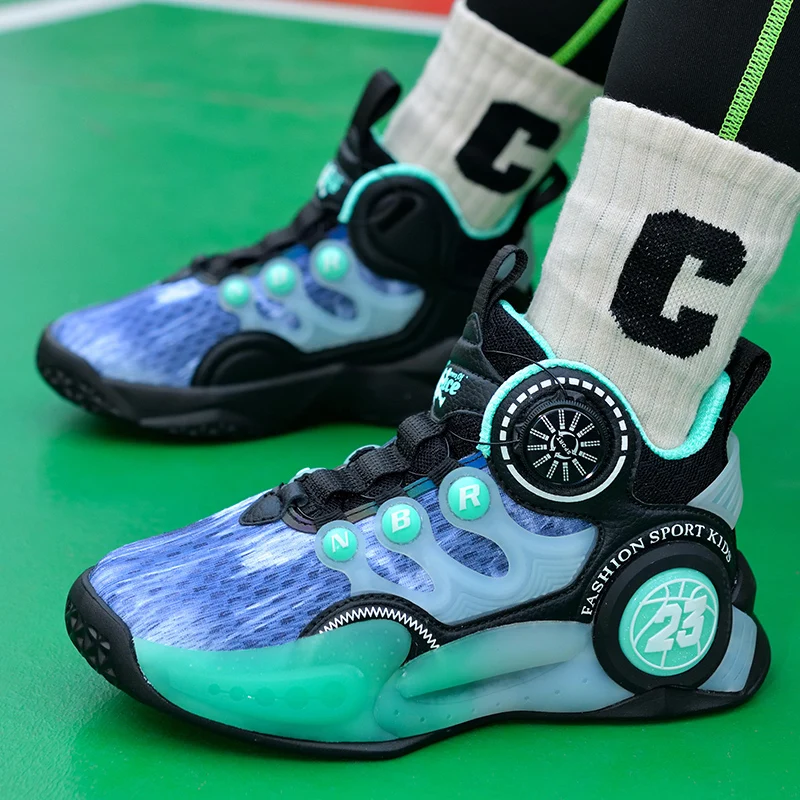 Children Brand Boys Basketball Shoes Noctilucent Thick Sole Kids Sneakers Girls Sport Shoes Child Boy Girl Basket Trainer Shoes