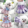 Dog Clothes Cute Puppy Dress Autumn Winter Sweet JK Skirt Cat Dog Harness Knitted Sweater Warm Coat Chihuahua Yorkshire Poodle 1