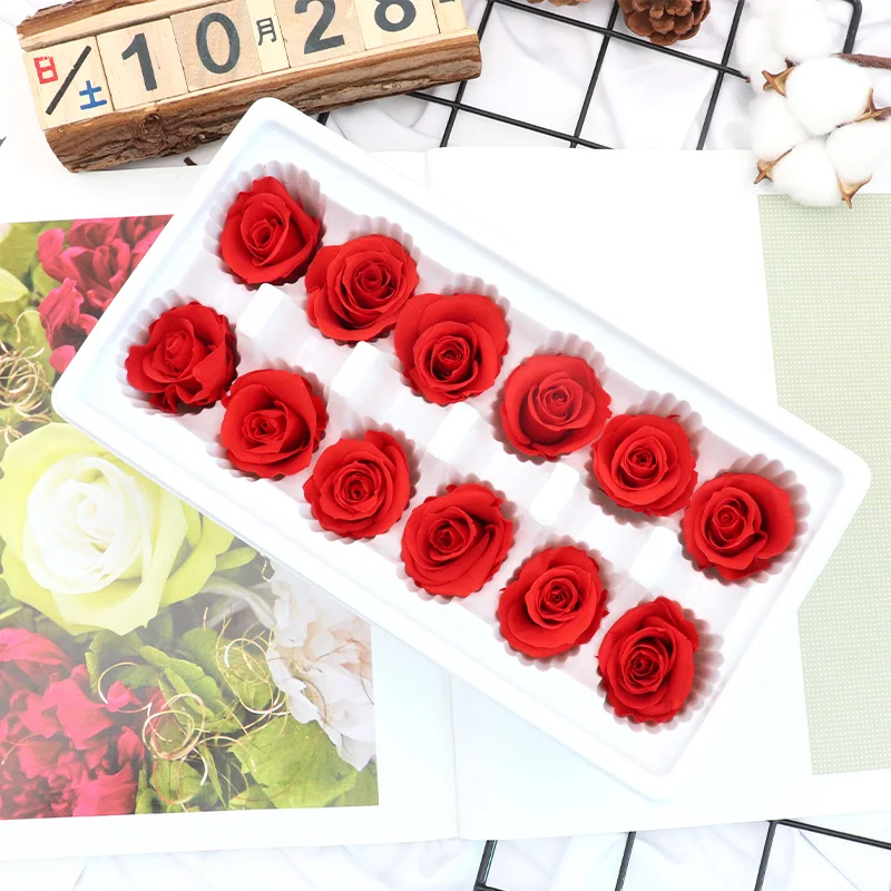 

Сохраненные цветы класса B 3-4 см, 12 шт., неувядающие розы, подарок на свадьбу, День матери, «сделай сам», неувядающий цветок, подарочная коробка