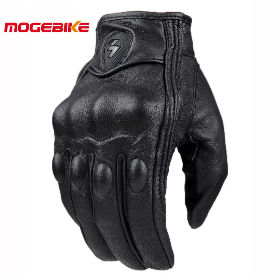 Retro Pursuit Perforated Real Leather Motorcycle Gloves Moto Waterproof Protective Gears Motocross gift |