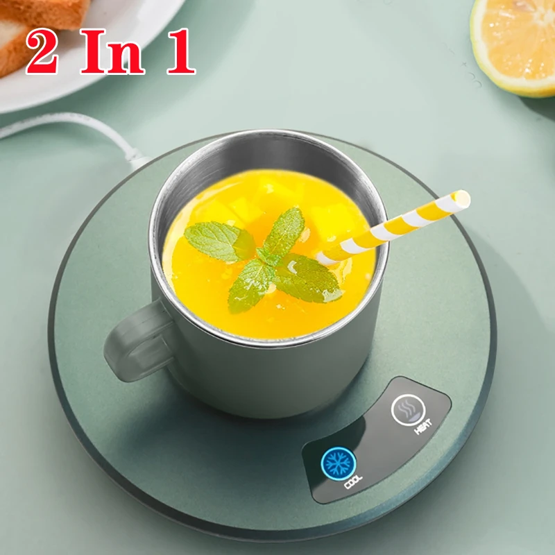 

2 In 1 Cup Cooler Quick Cooling Coaster Warm Milk Machine Constant Temperature Heating Insulation Cooling Dual-purpose Coaster
