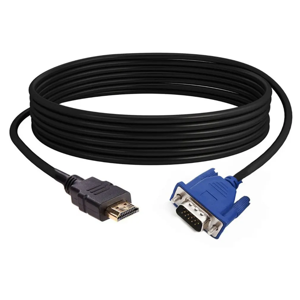 

5 м кабель HDMI-совместимый с VGA 1080P HD с аудиоадаптером кабель для VGA кабель Прямая поставка штекер нескользящий дизайн анти-износ
