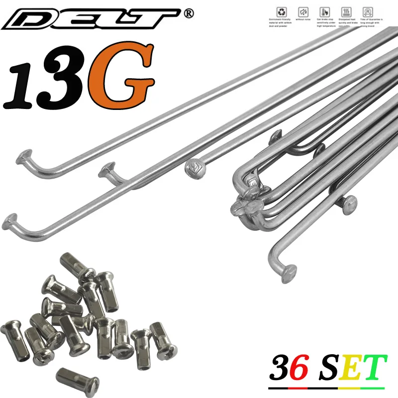

36 Set 13G Stainless Steel Bicycle Spokes 122/124 138 139 179 228 /250 255 268 270MM Nipples End Caps E-Bike Part Accessories