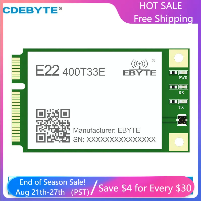SX1268 433 МГц 470 МГц Lora беспроводной модуль CDEBYTE E22-400T33E 33 дБм 12 км Mini PCI-e UART RS485 RS232 USB LBT RSSI сетевое реле