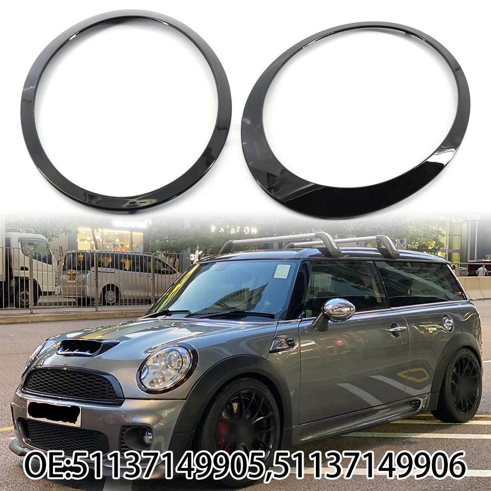 

2 шт. для Mini Cooper R55 R56 R57 2007-2015 глянцевое черное кольцо для фар отделка объемный чехол автомобильные аксессуары 51137149905