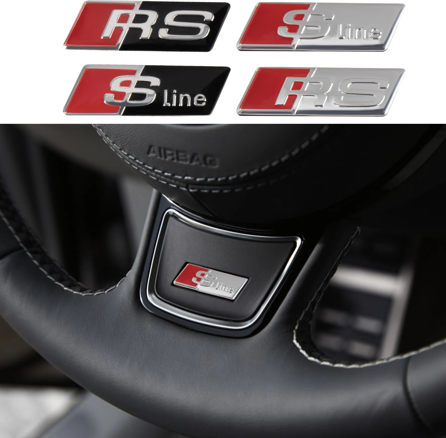 3D алюминиевый значок SLINE RS наклейка на руль автомобиля авто интерьерная эмблема