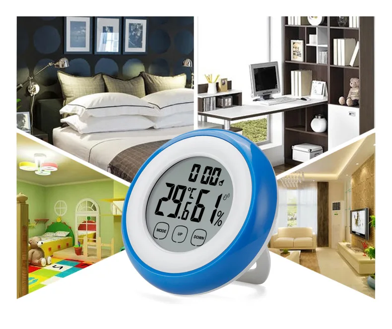 Измеритель температуры и влажности с сенсорным экраном Круглый домашний