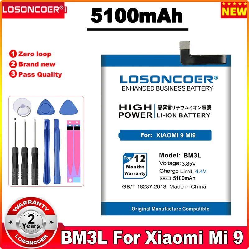

Аккумулятор LOSONCOER BM3L на 5100 мА · ч для телефона Xiaomi 9 MI9 M9 MI 9 + Бесплатные инструменты