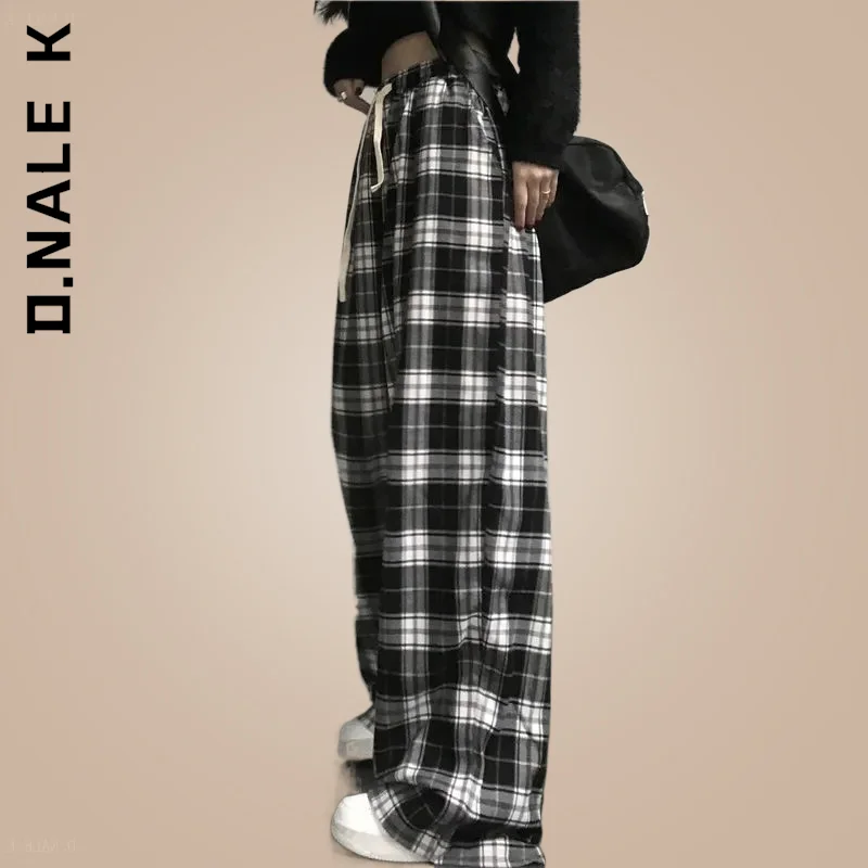 

D.Nale K Pants Trousers New Women Wide Leg Hip Pant Trendy Bottoms Korean For Women Loose Wide Casual Elastic Women Pants Female