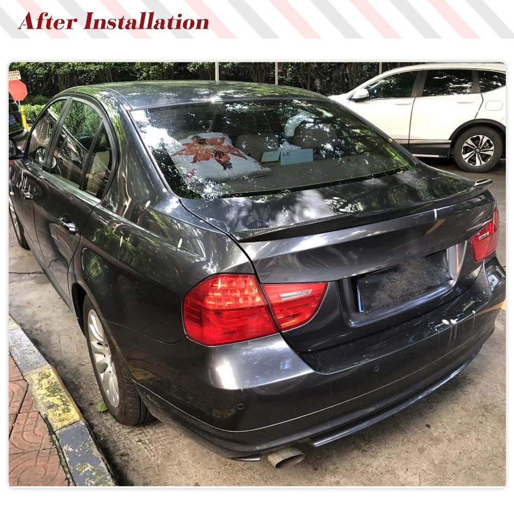 Фото Задний багажник автомобиля, гоночный спойлер для BMW 3 серии E90 M Sport M32005-2012, задний багажник из настоящего углеродного волокна, спойлер Highkick, крыло, губа №3