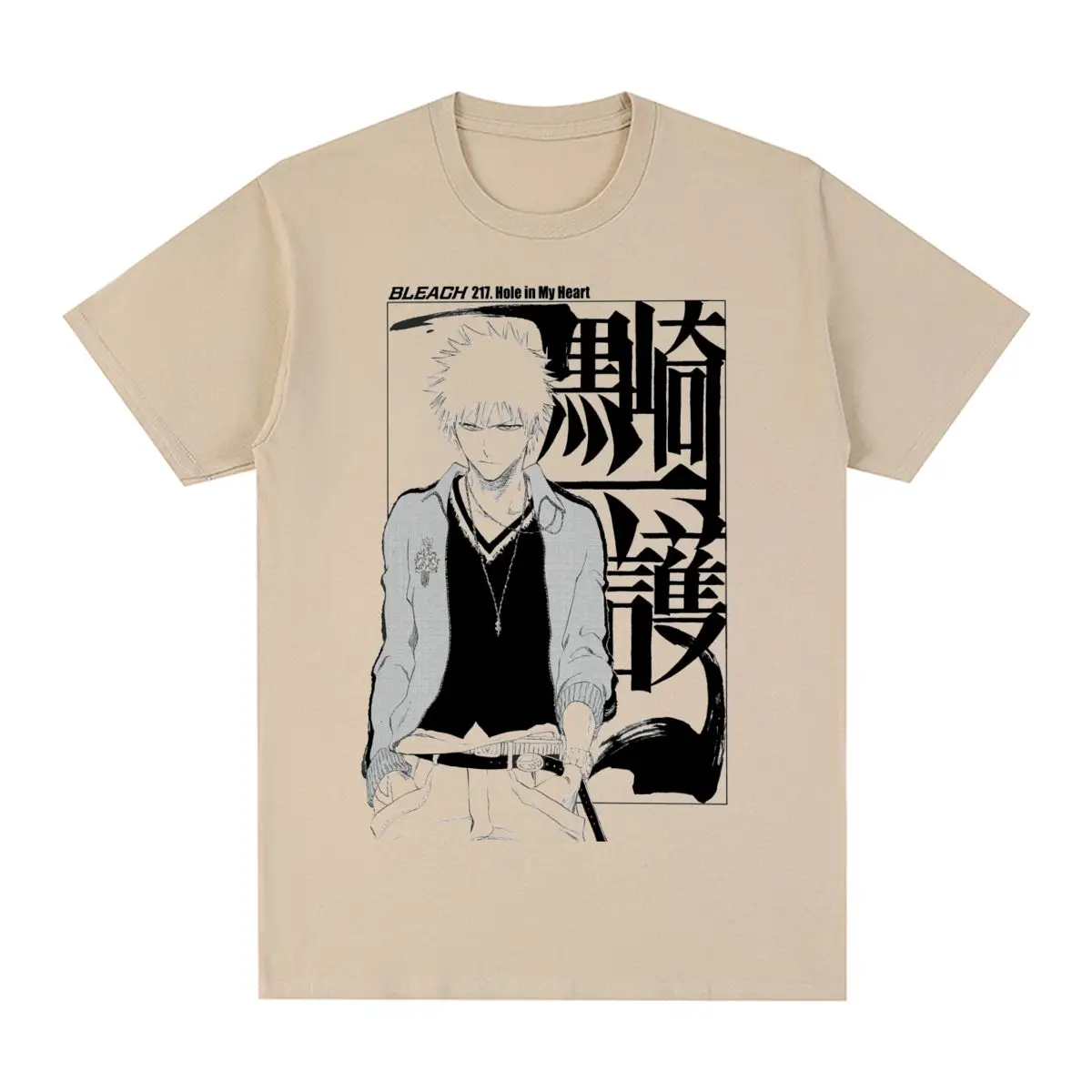 

Отбеливающая Винтажная футболка с японским аниме, хлопковая Футболка Kawaii Kurosaki Ichigo, графическая Мужская футболка, новая футболка Wo, мужские ...