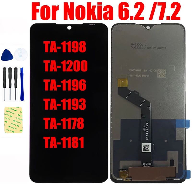 

For Nokia 7.2 TA-1193 TA-1178 TA-1196 TA-1181 LCD Display Panel Matrix Pantalla For Nokia 6.2 Touch Screen Digitizer Assembly